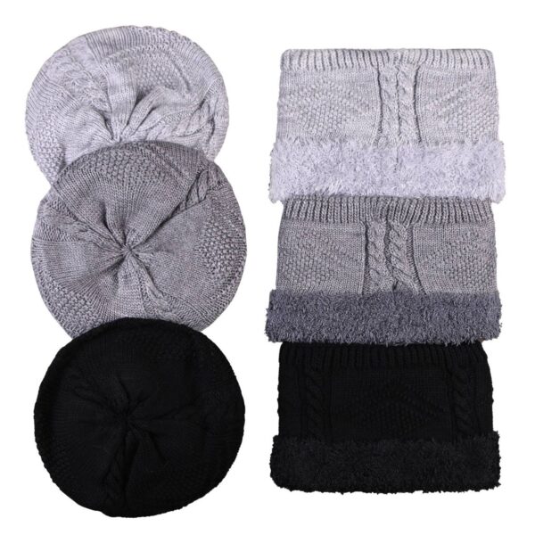 Knitted Hat and Ring Scarf Set with Faux Fur Lining