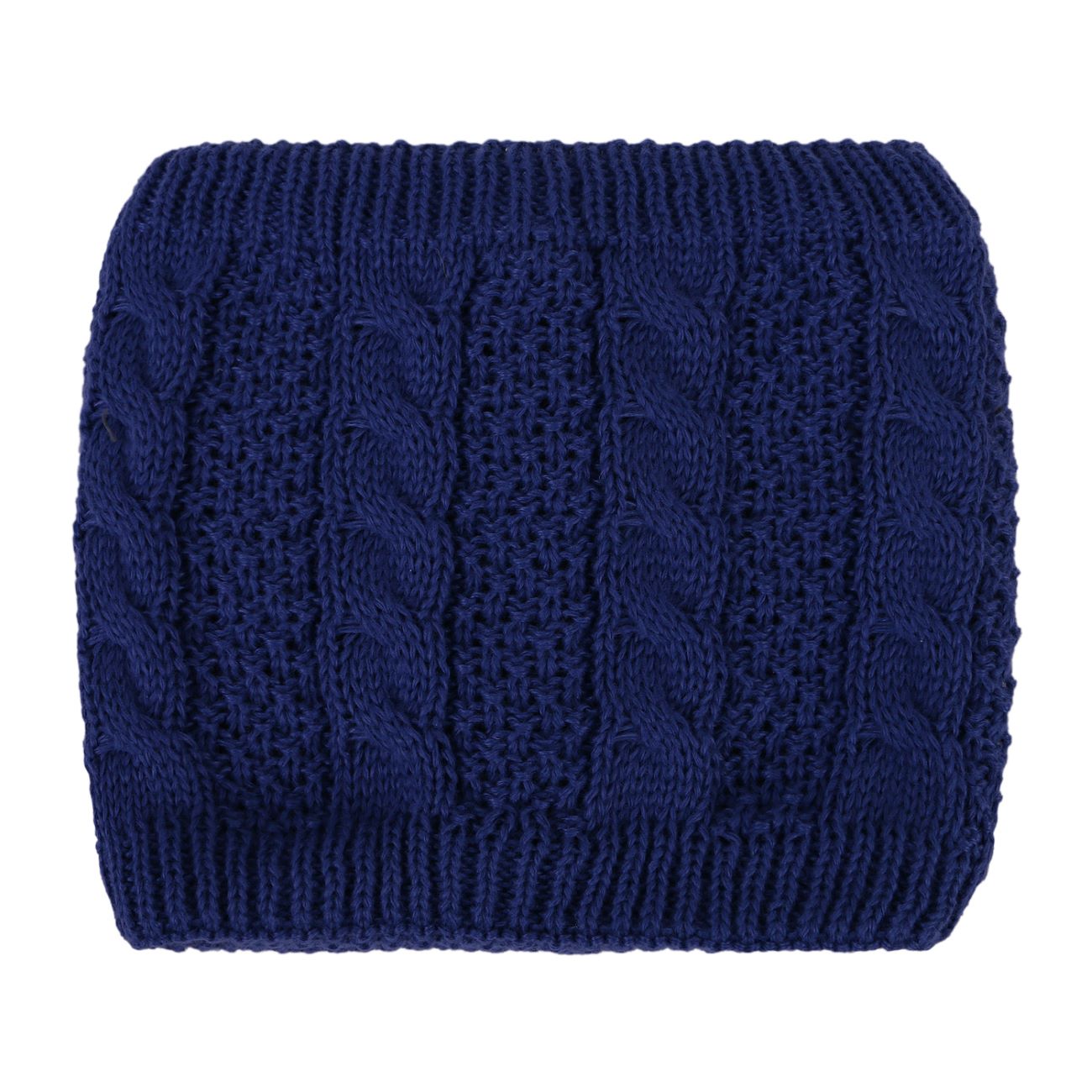 Knitted Ring Neck Style Scarf With Fleece Lining And Spiral Pattern