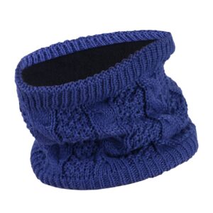 Knitted Ring Neck Style Scarf With Fleece Lining And Spiral Pattern