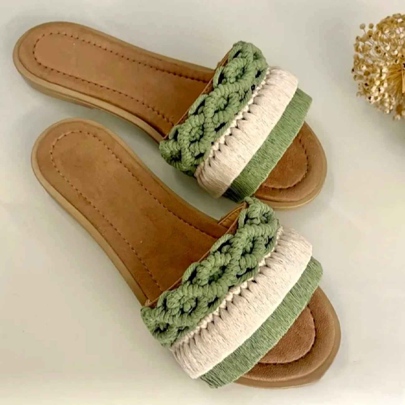 Lightweight & Flexible Macrame Slipper - Stylish Option for Indoor Entertaining or Home Guest