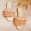 Macrame Indoor Slipper - Perfect for Housewarming with Pearl Dseign in Orange