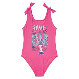 Mermaid Print Girls’ Swimwear | One-Piece Bow tie Design