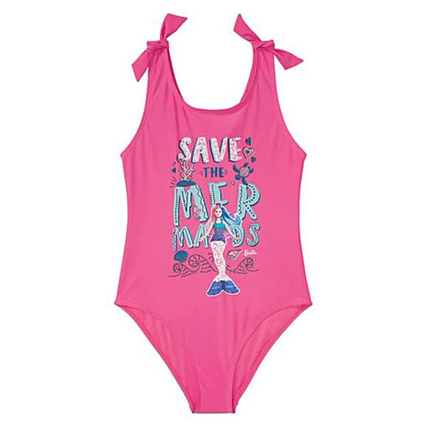 Mermaid Print Girls’ Swimwear | One-Piece Bow tie Design