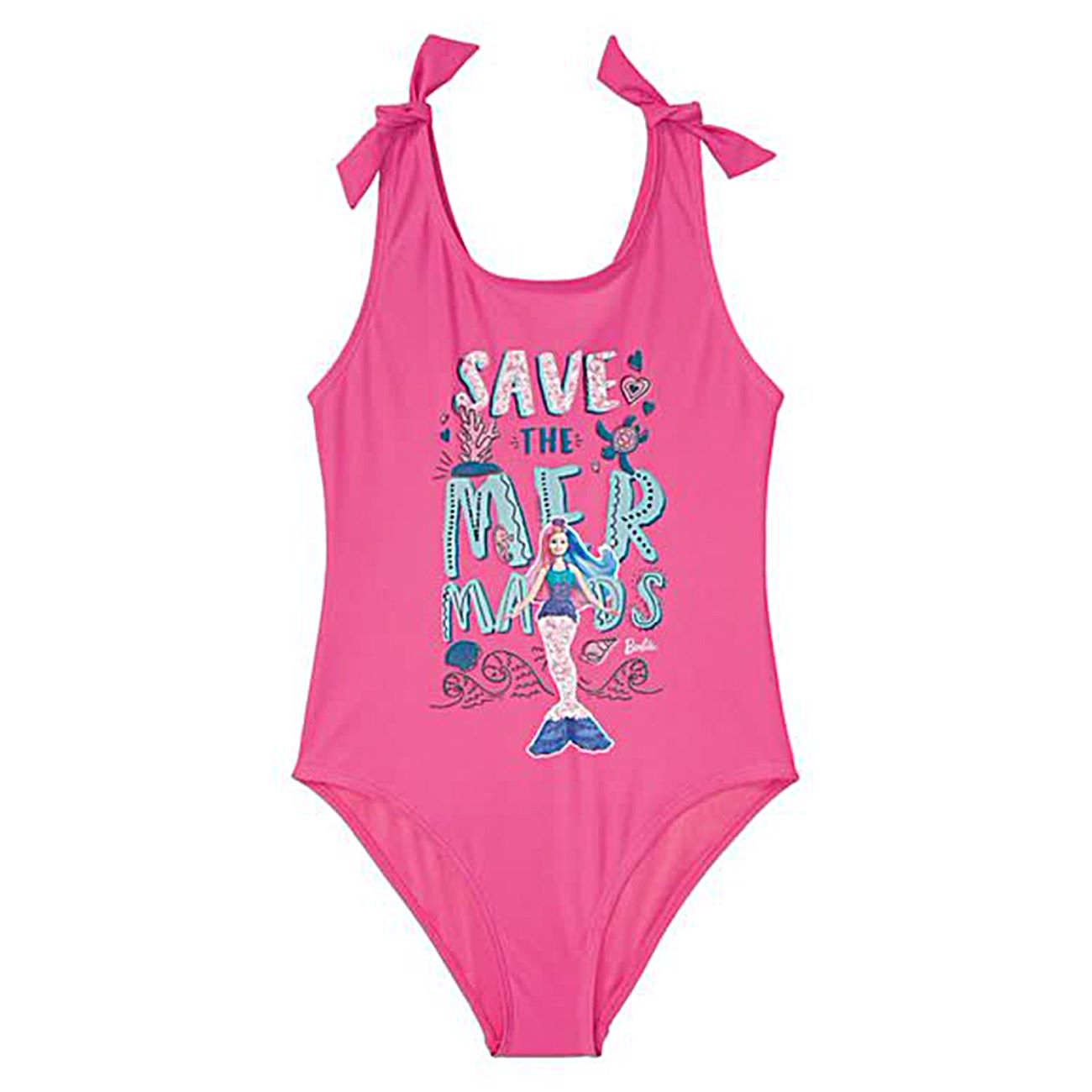 Mermaid Print Girls’ Swimwear | One-Piece Bow tie Design