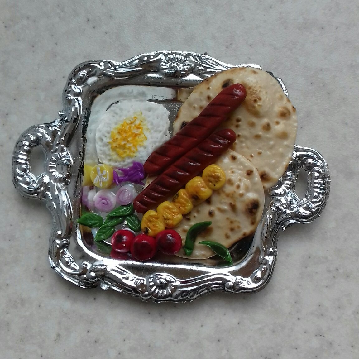 Miniature Kebab Dish Fridge Magnet – Suitable for Cultural Decor Lovers (4x)