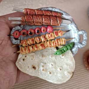 Miniature Persian Kebab Plate Magnet – Clay Food Fridge Accessory