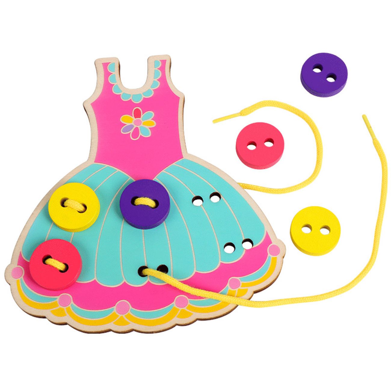Montessori Lacing Toy – Threading Buttons for Fine Motor Skill Development