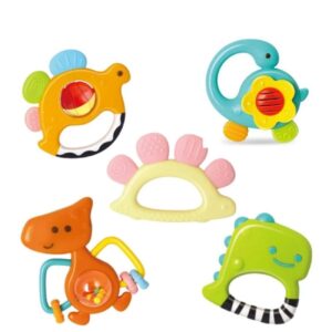 Multi-Piece Rattle and Teether Toys for Babies – Safe, Durable, and Engaging (Set of 5)