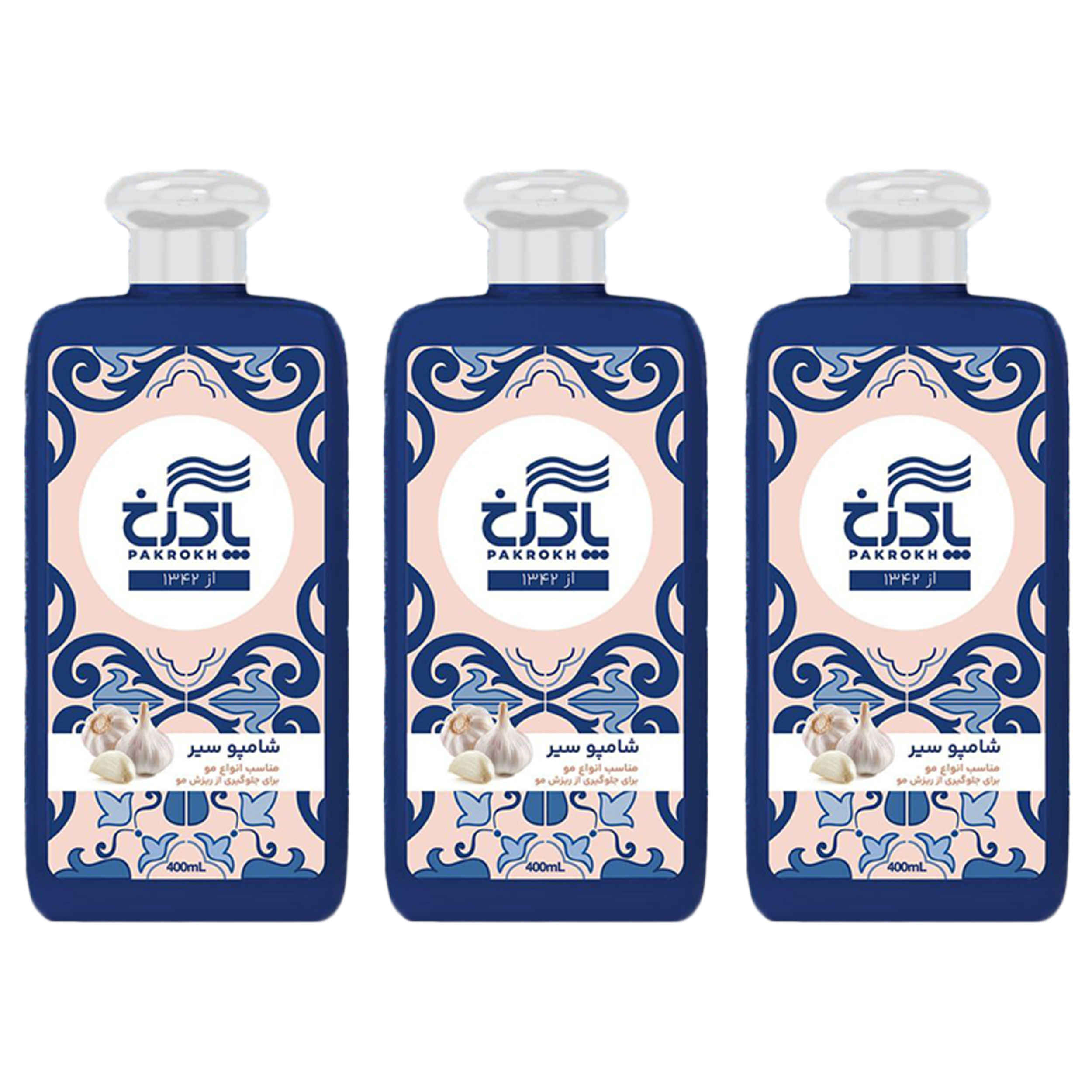 Pakrokh Garlic Hair Shampoo - Suitable for All Hair Types, 400 ml – Set of 3 Pieces