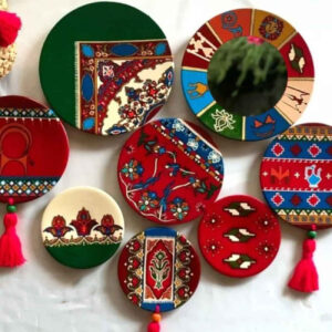 Persian Art Plate Set – A Perfect Gift for Cultural Connoisseurs with 1 Mirror Plate (8 Pcs)