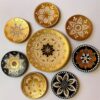 Pottery Wall Plates with Traditional Embossed Mandala Design — Set of 8