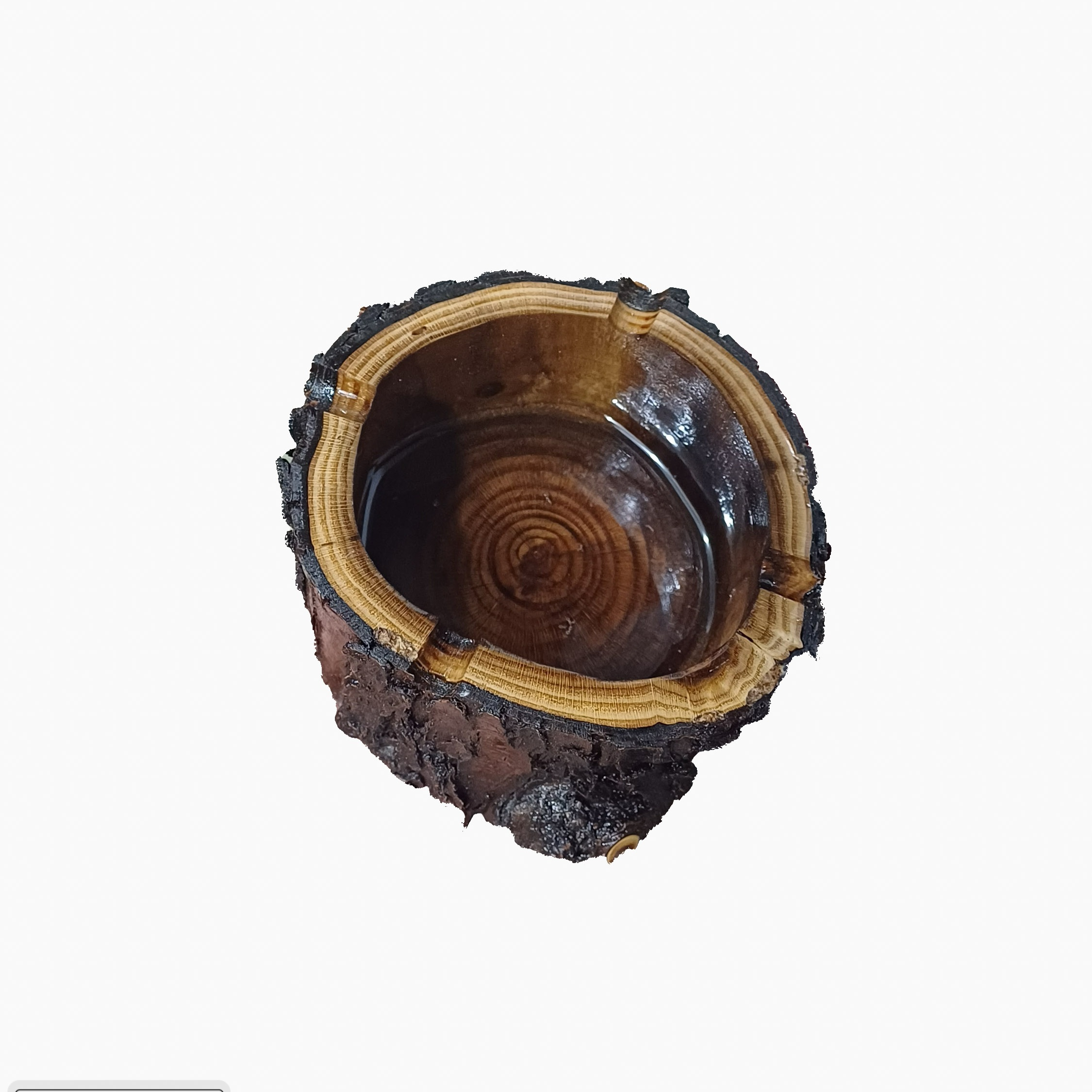 Resin Inlaid Wood Log Ashtray – Suitable for Indoor and Outdoor Use