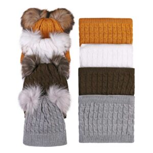 Ring Scarf & Knitted Hat Set with Plush Fur Lining in Fantasy Ear Style