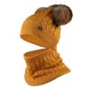 Ring Scarf & Knitted Hat Set with Plush Fur Lining in Fantasy Ear Style