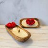 Romantic Red Rose Heart Candle – Handmade with Wooden Bowl Set of 2