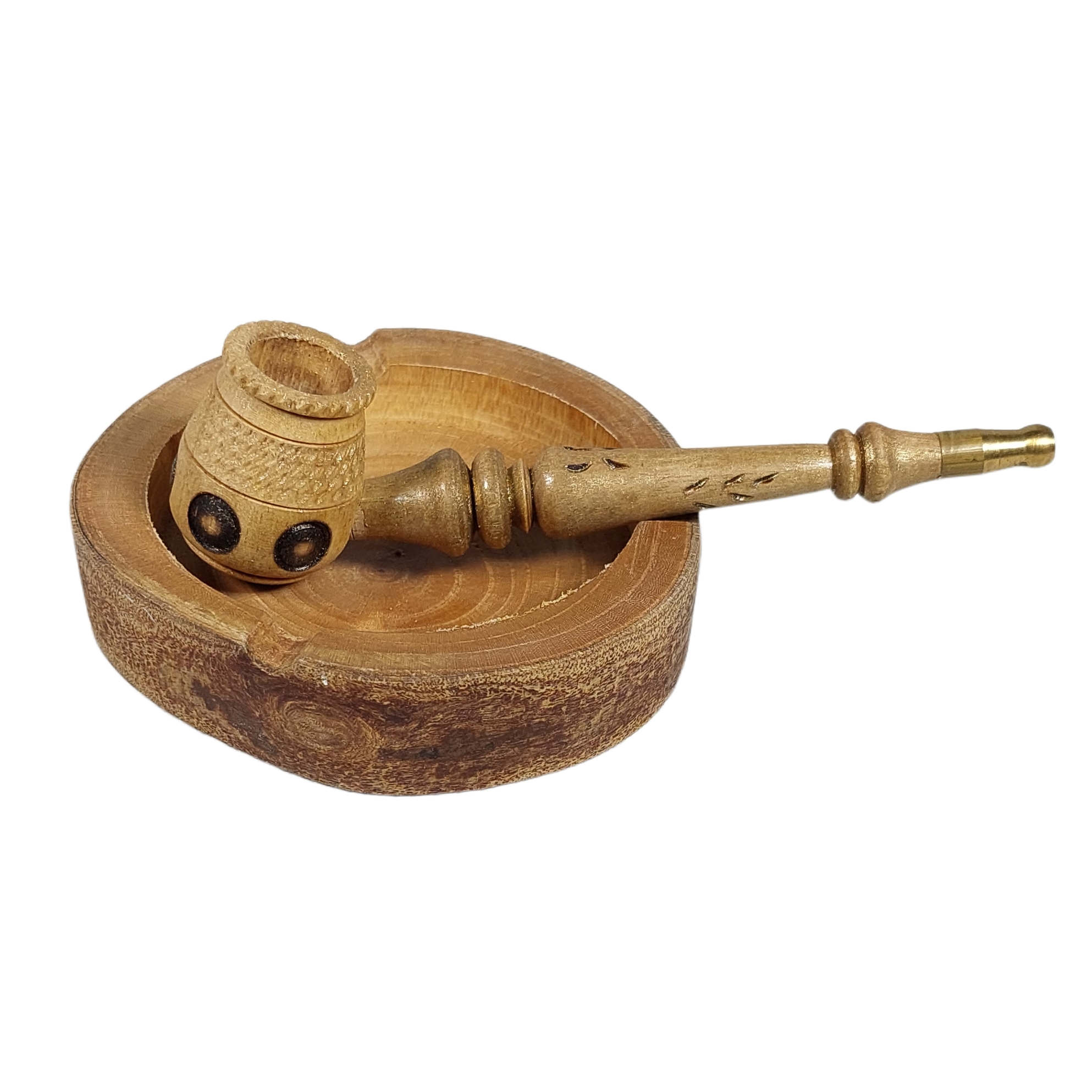 Rustic Carved Log Ashtray – Suitable for Decorative Use