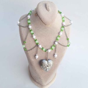 Silver Stainless Steel Choker Necklace with Pearls & Crystals – Non-Tarnish & Hypoallergenic