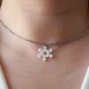 Snowflake Beaded Choker Necklace - Handmade, Minimalist Ideal for Everyday Wear