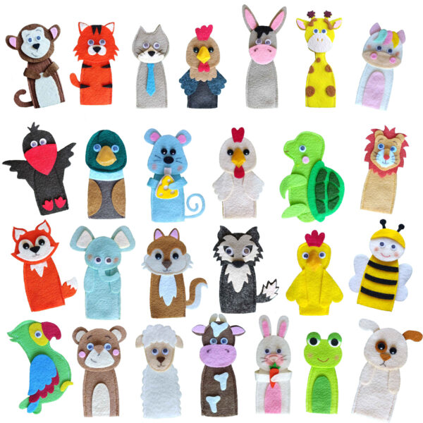 Soft Felt Kids Puppets – Finger Dolls, Suitable for Home or Classroom Use, Pack of 26