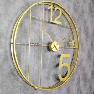 Stylish Wall Clock – Slim Metal Frame Design in Golden Color