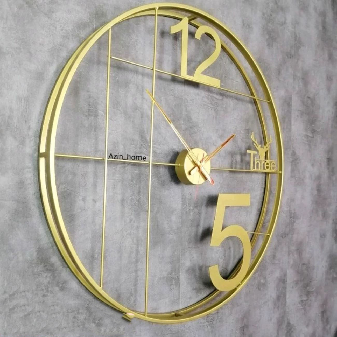 Stylish Wall Clock – Slim Metal Frame Design in Golden Color