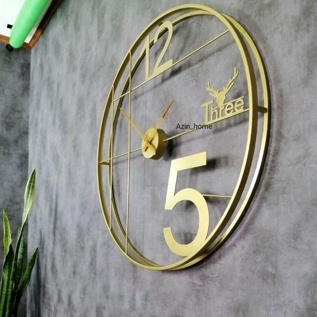 Stylish Wall Clock – Slim Metal Frame Design in Golden Color