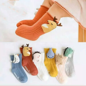 Three-Quarter Knee-High Animal Design Socks — Suitable for Girls up to 3 Years Old