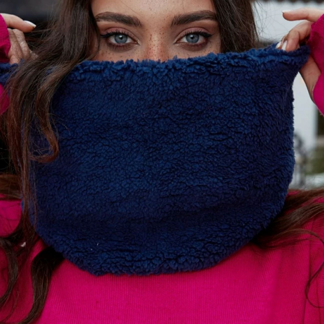 Winter Cowl Scraf in Teddy Fabric Soft & Warm for Cold Days