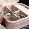 Women's Double-Line Cuff Bracelet for Women, Full-Stone with Flower Design