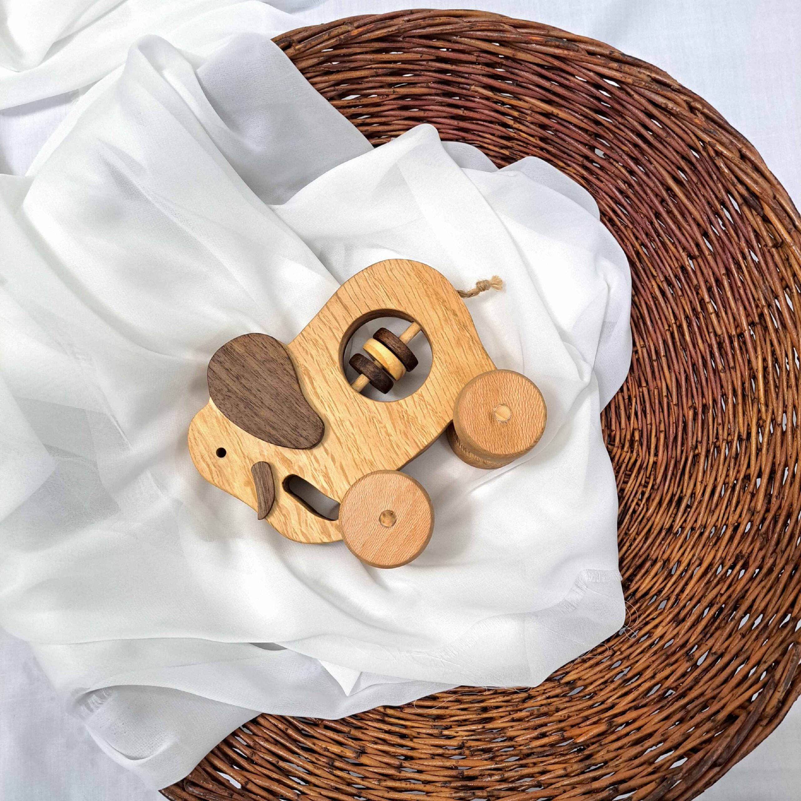 Wooden Elephant Baby Rattle – Natural, Safe & Eco-Friendly Toy
