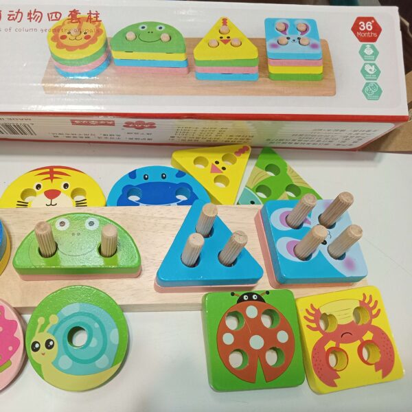 Wooden Montessori 5-Column Shape Sorting Puzzle – Enhance Fine Motor Skills