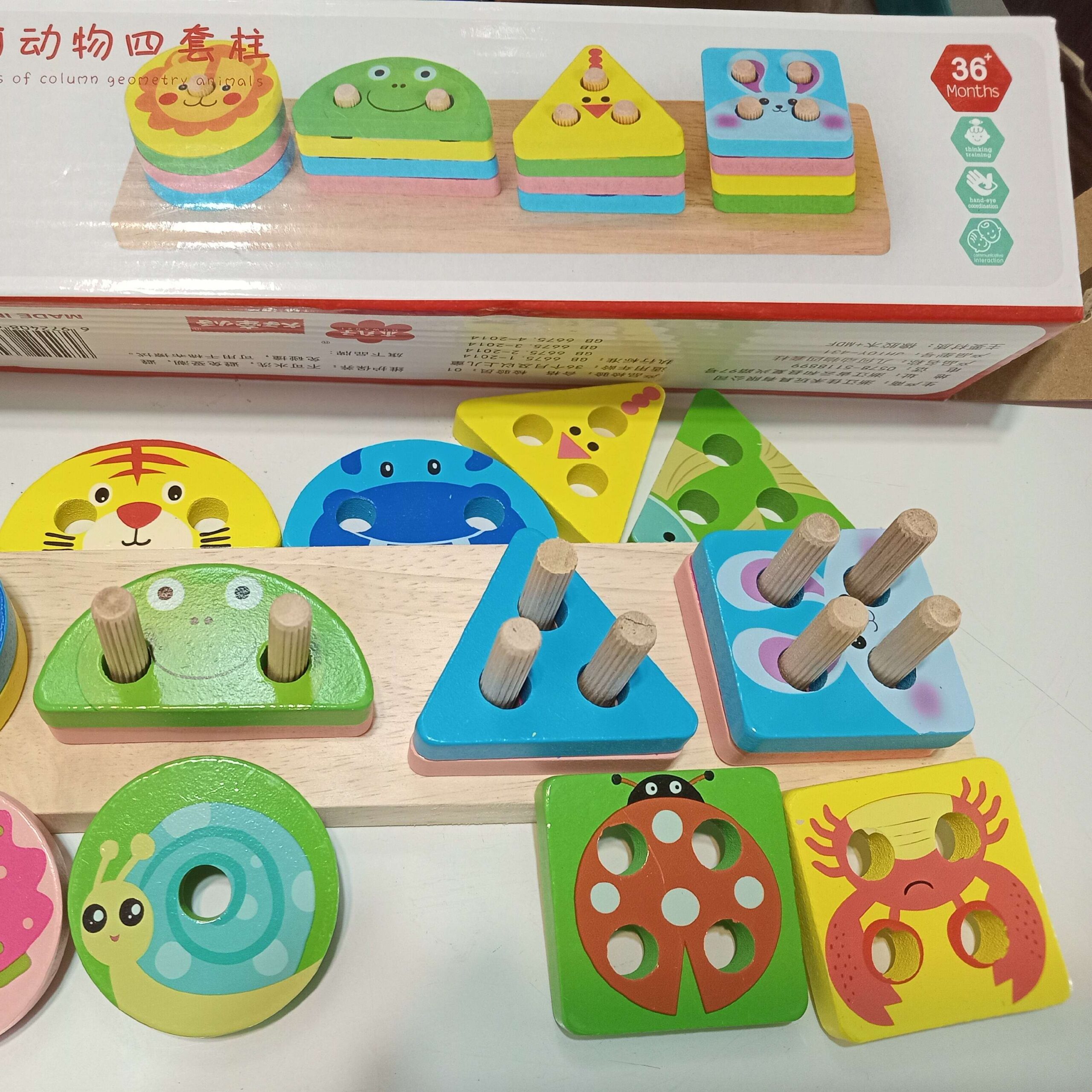 Wooden Montessori 5-Column Shape Sorting Puzzle – Enhance Fine Motor Skills