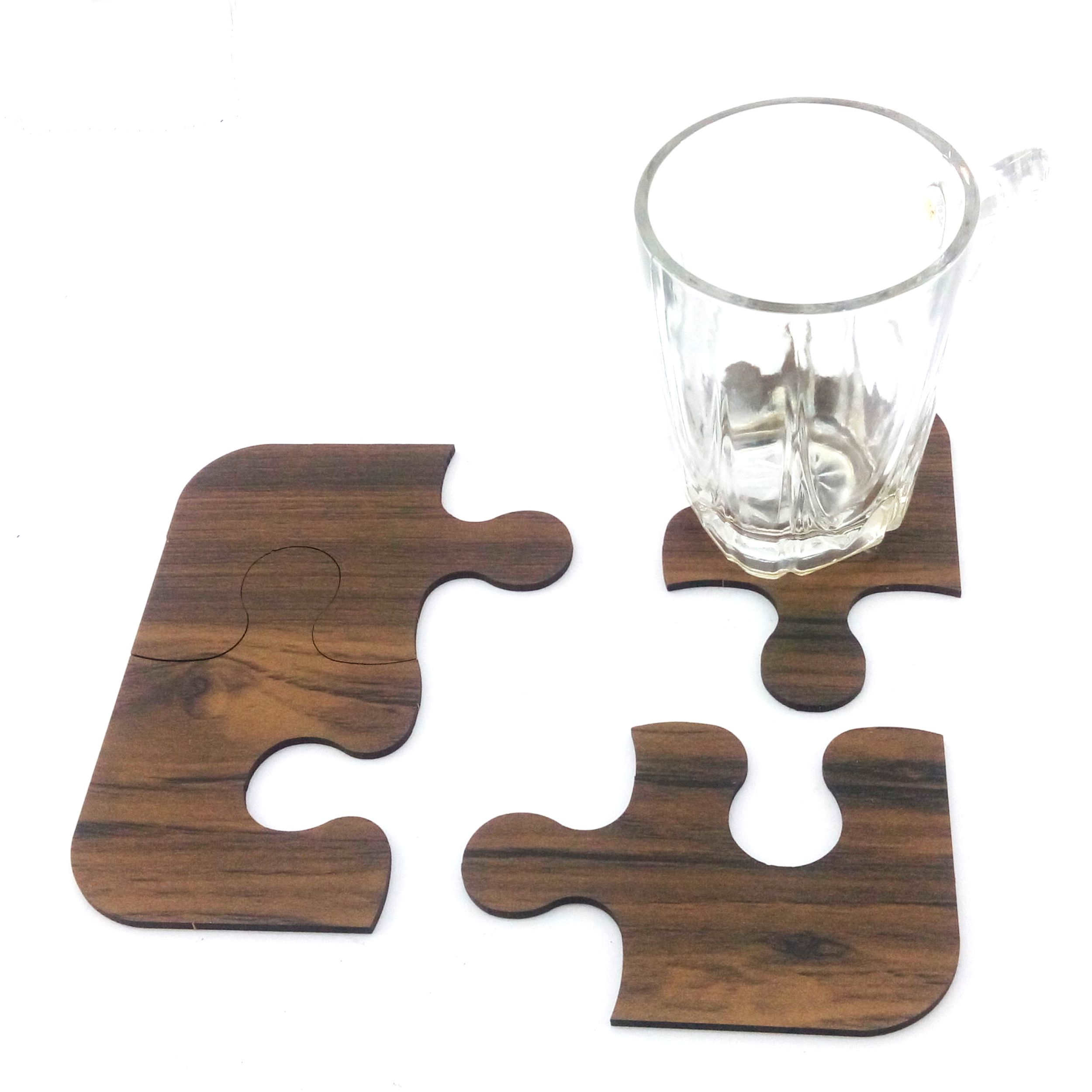 Wooden Puzzle Coaster Set – Suitable for Coffee Tables & Home Decor (4x)