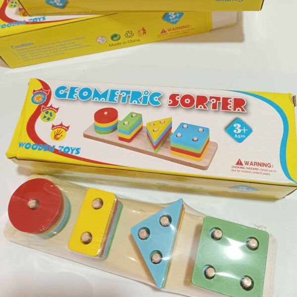 Wooden Montessori 5-Column Shape Sorting Puzzle – Enhance Fine Motor Skills