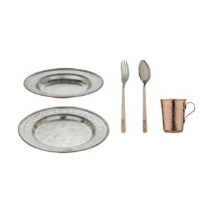 Zanjan 5-Piece Handcrafted Copper Dinnerware Set – Traditional Persian Tableware for Elegant Dining