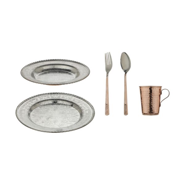 Zanjan 5-Piece Handcrafted Copper Dinnerware Set – Traditional Persian Tableware for Elegant Dining