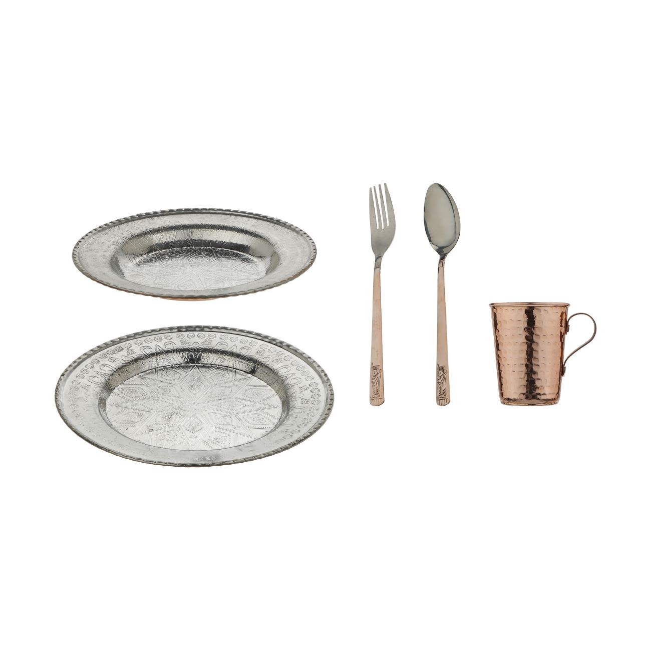 Zanjan 5-Piece Handcrafted Copper Dinnerware Set – Traditional Persian Tableware for Elegant Dining