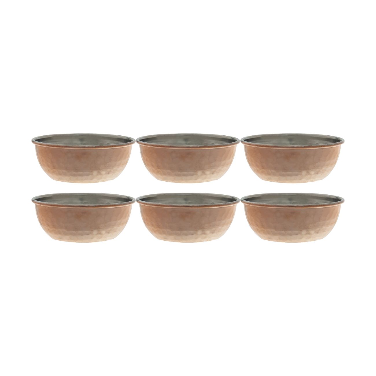 Zanjan Handcrafted Copper Bowl Set – Suitable for Serving Desserts, Nuts Pack of 6