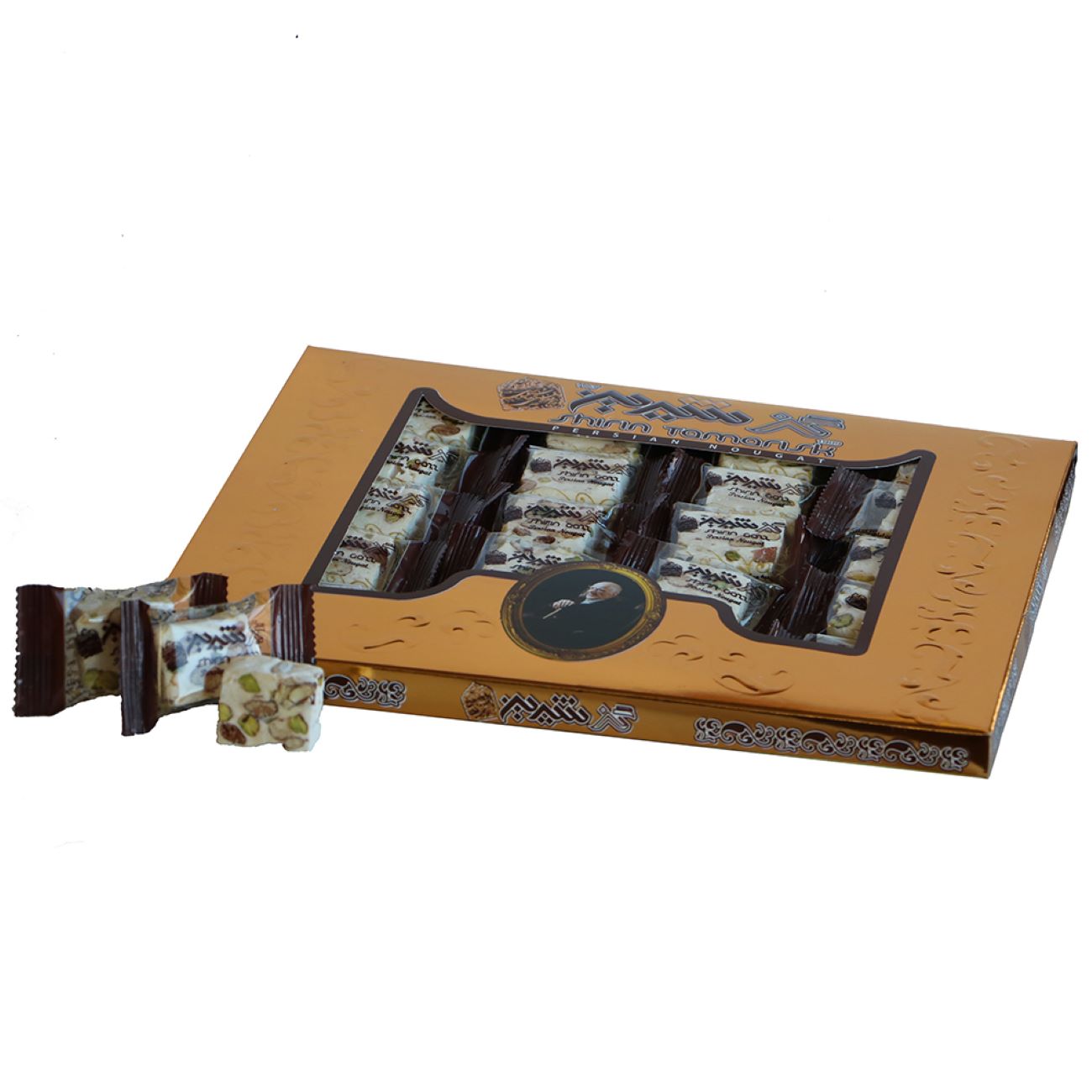 Shirin Gaz 28% Pistachio & Almond Mixed Persian Nougat – 200g (4x)