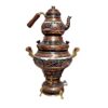 16-Piece Charcoal Copper Samovar Set with Mina-Kari Enamel Design
