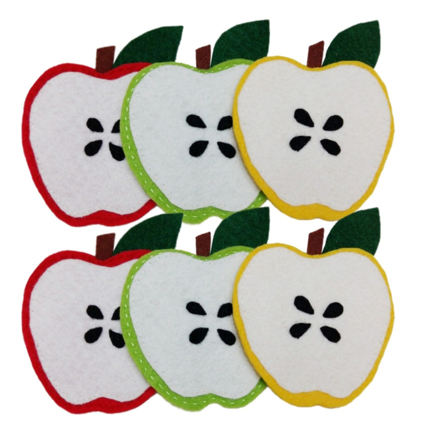 Apple Slice Felt Coaster – Suitable for Housewarming Gifts and Daily Use, (6x)