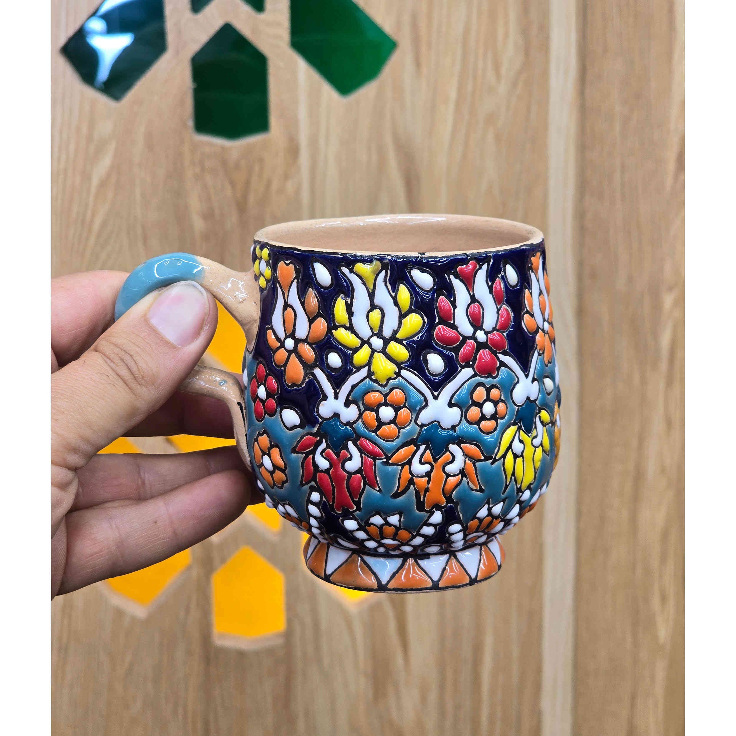 Artisan Coffee Mug – Enamel-Finished Pottery, Great for Hot & Cold Drink