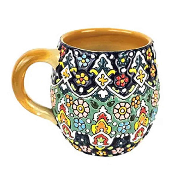 Artisan Enamelled Pottery Mug – Suitable for Hot & Cold Beverage with Floral Pattern