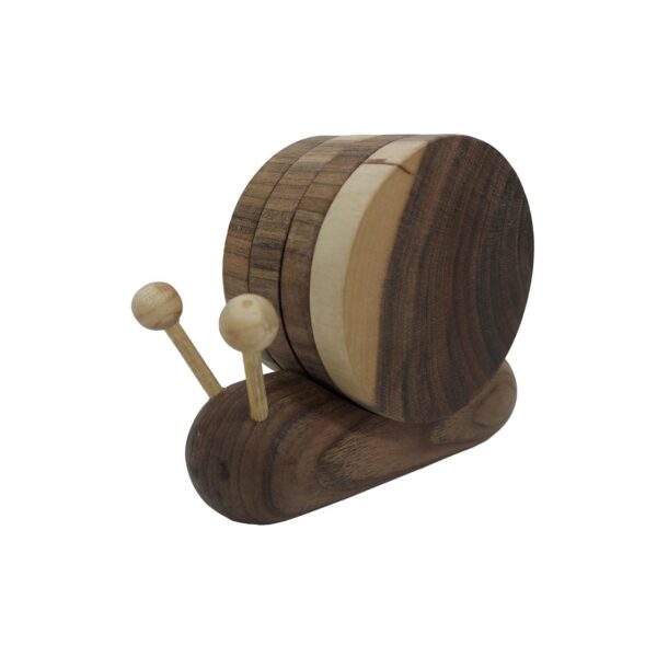 Wooden Coaster Set with the Snail Design, Animal Shape