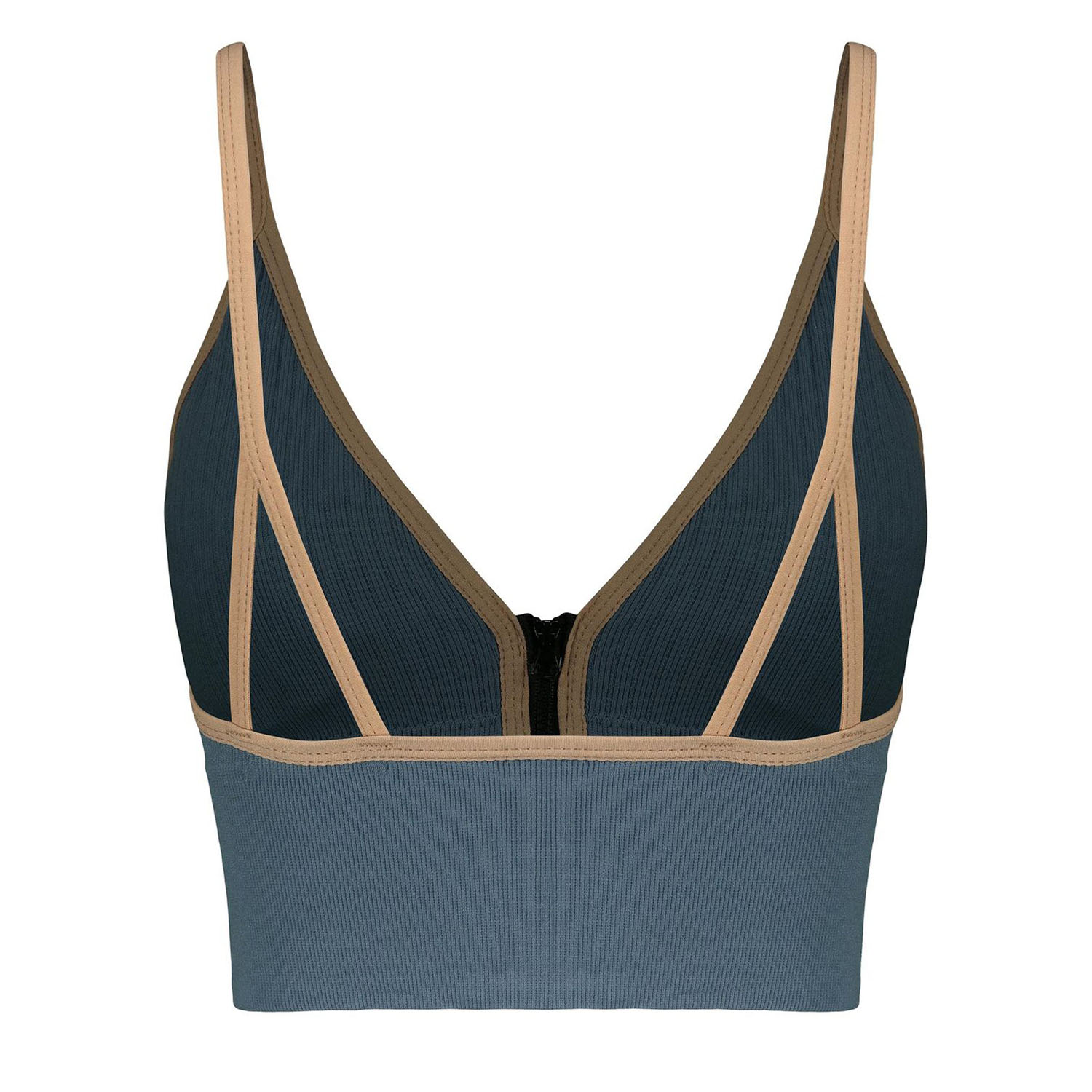 Athletic Crop Top and Panty Set – Front-Zip, Padded, Model 4563 in Blue