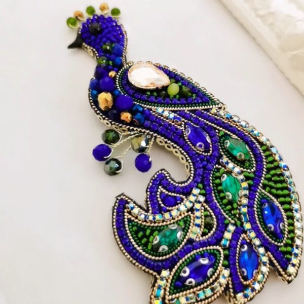 Beaded Peacock Brooch A Touch of Wild Beauty