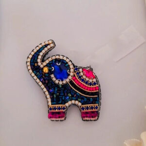 Beautiful and Lovable Colorful Beaded Elephant Brooch