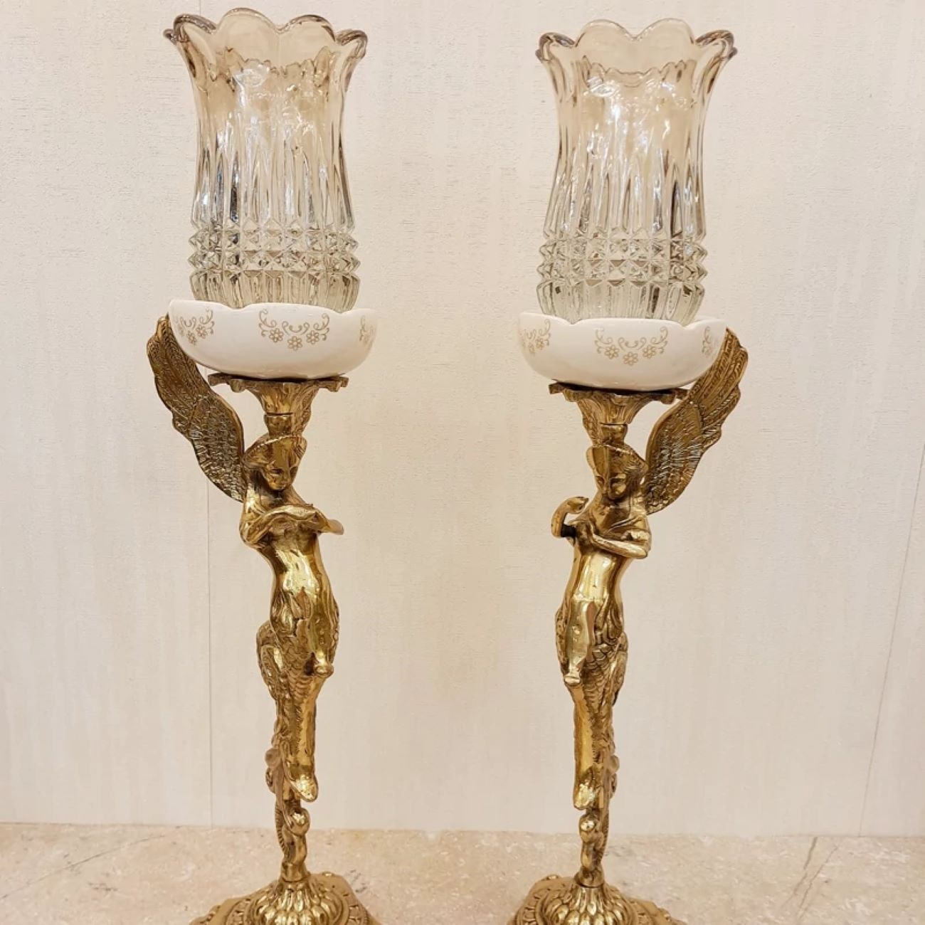 Bronze Candle Holder, Angel Design with Square Base