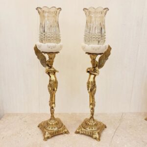Bronze Candle Holder, Angel Design with Square Base