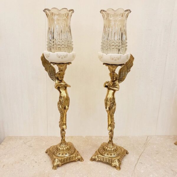 Bronze Candle Holder, Angel Design with Square Base